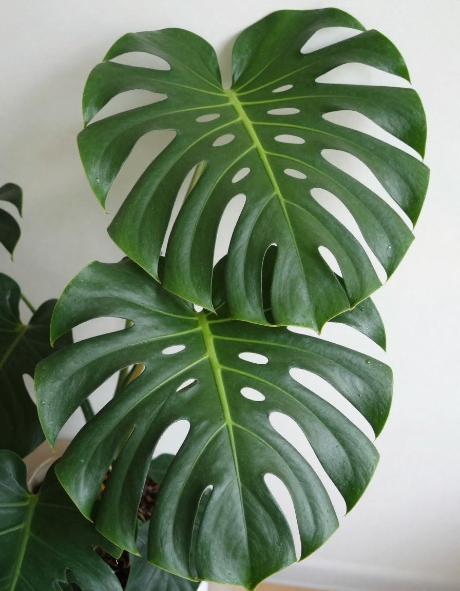 Monstera Deliciosa with large fenestrated leaves